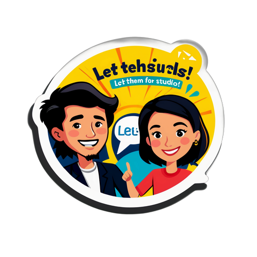 Стикер 'Обсудим!' с типичной студией 'Let Them Talk'