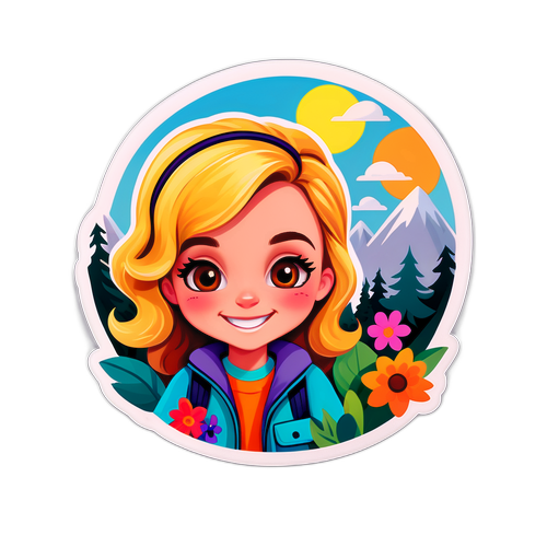 Fargerik klistremerke med vennlig smil