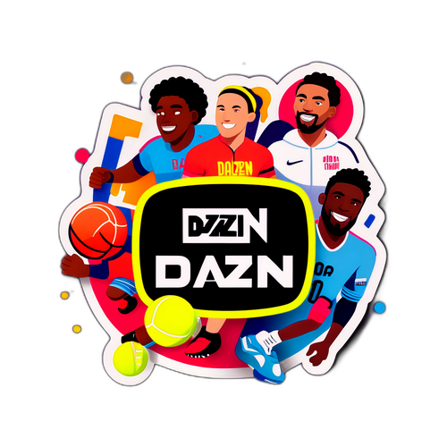 Hravé znázornění loga DAZN ve sportovní scéně