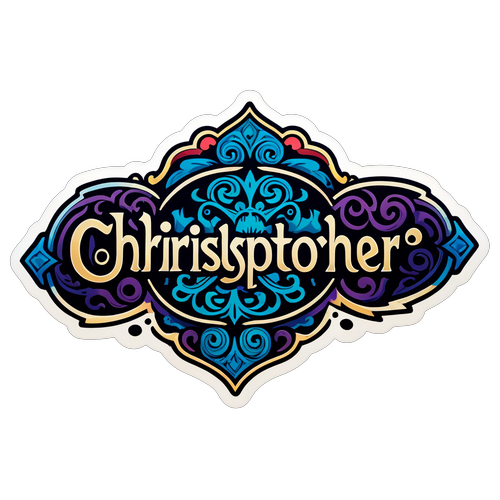 En mystisk og kunstnerisk klistermærke med navnet 'Christopher'