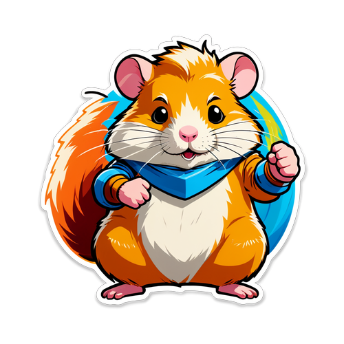 Потрясный мир Hamster Kombat: Яркая наклейка с невероятным персонажем!