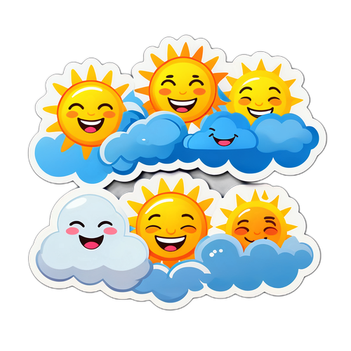 Sticker Dự Báo Thời Tiết với Khuôn Mặt Tươi Cười