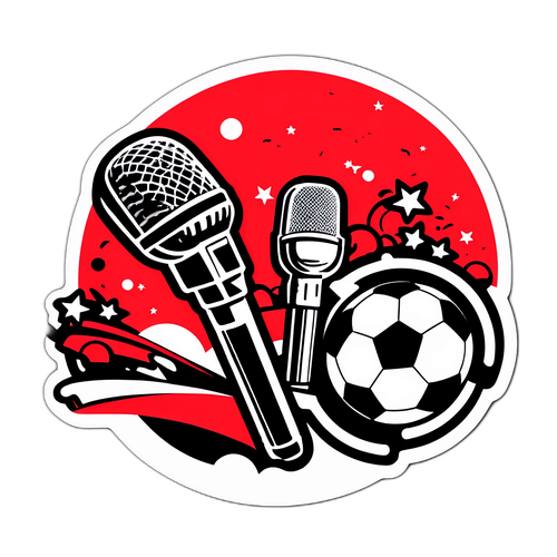 Sticker de La Red: Micrófonos y Balones de Fútbol