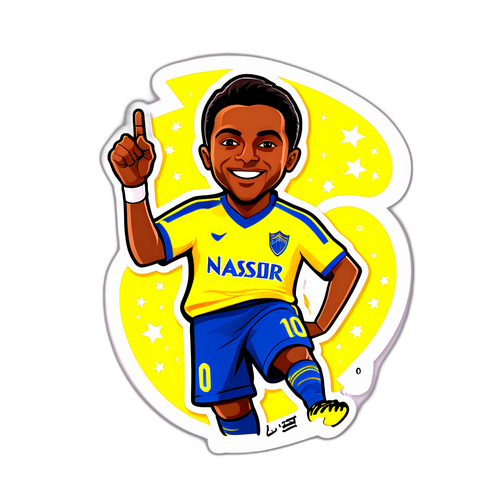 알 나스르 스타 선수와 응원 메시지를 담은 스티커