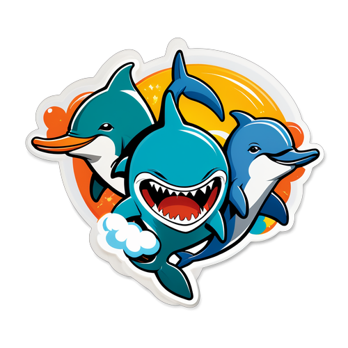 Whimsical Dolphins vs Jets Rivalry Sticker