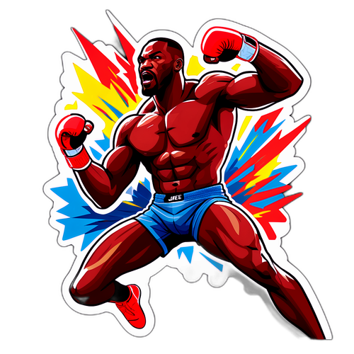 존 존스의 화려한 싸움 포즈 스티커 디자인