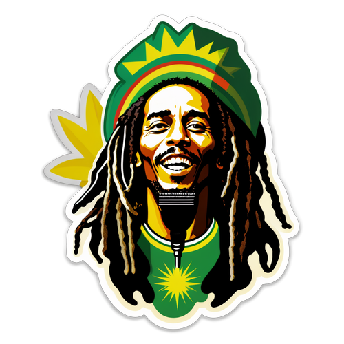 Bob Marley zenei örökségét ünneplő matrica a reggae kultúráért