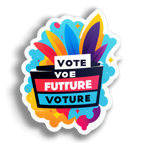 Sticker ontwerp van een stembiljet met de tekst 'Stem voor de Toekomst'