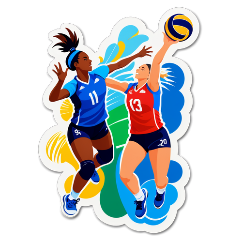 Explosão de Emoção! O Adesivo de Vôlei Feminino nas Olimpíadas que Você Precisa Ter!