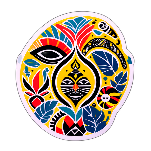 Стильний наліпка з мистецтвом Судану з тропічними мотивами та етнічними візерунками