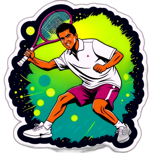 Sticker av Carlos Alcaraz med tennisracket