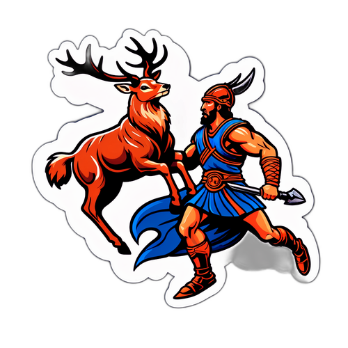 戰士與雄鹿的激烈戰鬥