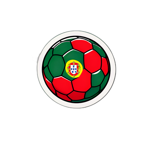 Sticker van een voetbal in de kleuren van Portugal