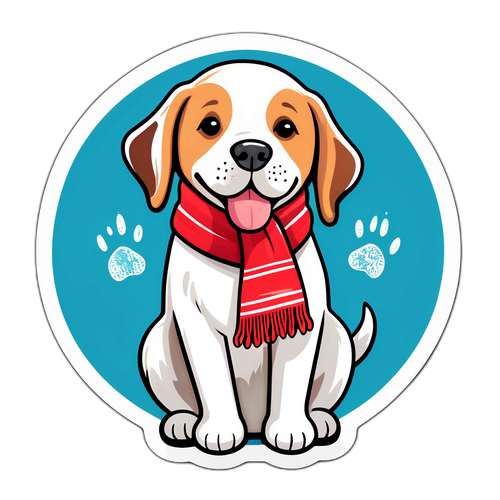 סטיקר של כלב ידידותי שמעודד אימוץ בעלי חיים