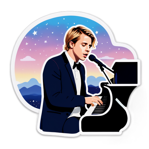 Tom Odell synger ved pianoet med en drømmende himmel