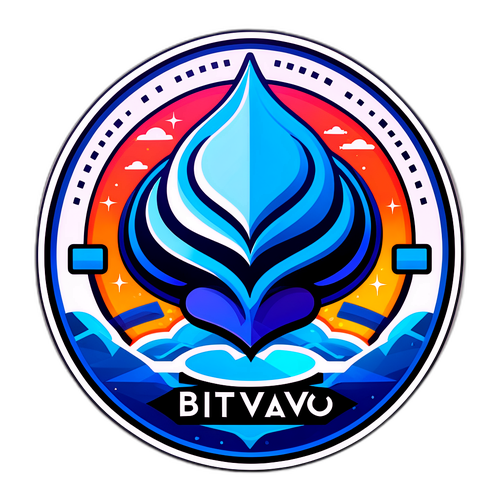 Sticker ontwerp van het Bitvavo-logo met digitale elementen en moderne stijl