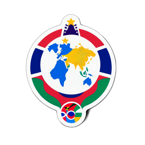 Sticker der symboliserer det internationale fællesskab gennem sport