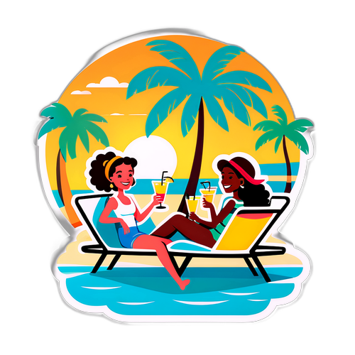 En eventyrlig illustration af venner på ferie