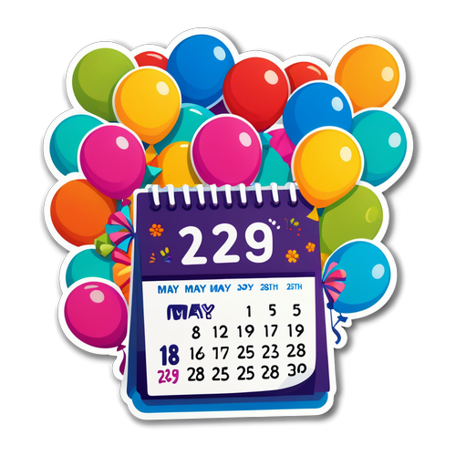Calendrier festif marquant 'Jeudi 29 Mai Fête'