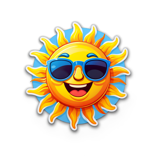 Cheerful Sun Wearing Sunglasses Sticker