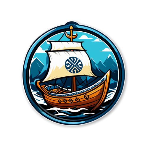Vikinglotto Klistremerke med Viking Skip og Runes