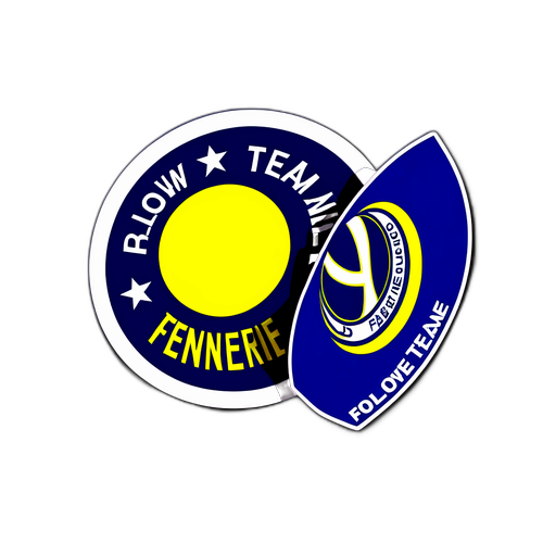 Стікери із логотипом Фенербахче на фоні турецького прапора з написом 'Слідуй за командою!'