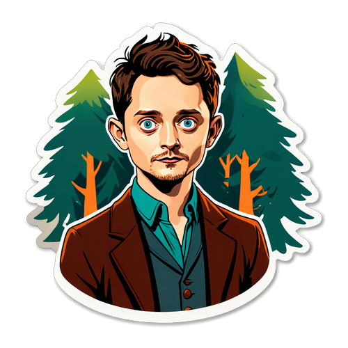 Stiliserad Elijah Wood i en mystisk skog