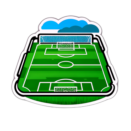 비 오는 날의 축구 경기장 스티커 디자인