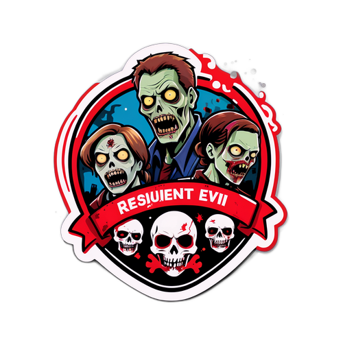 Дизайн стикера с зомби и чрезвычайными ситуациями