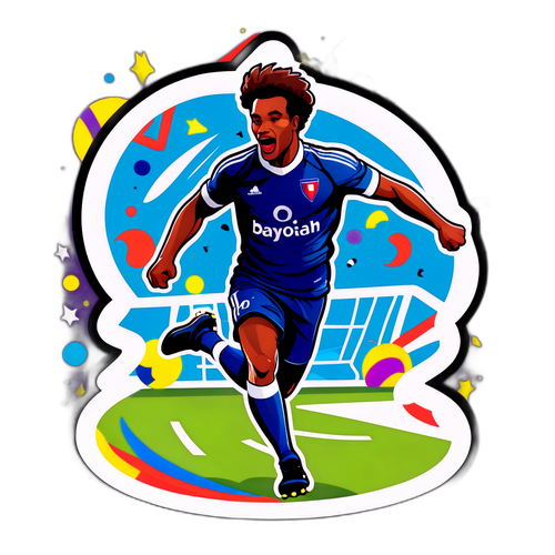 Autocollant dynamique de Baptiste Germain en action sur le terrain