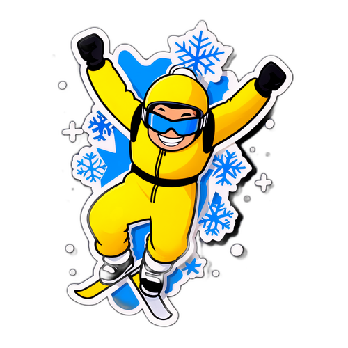 Vliegende Cartoon Skier