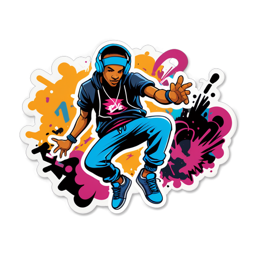 ¡Vive la Energía del Breakdance! Sticker que Captura la Esencia de la Cultura Urbana!