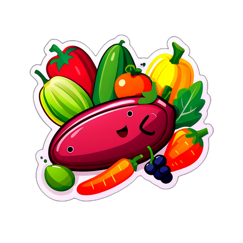 Adesivo de Fígado Estilizado com Frutas e Legumes