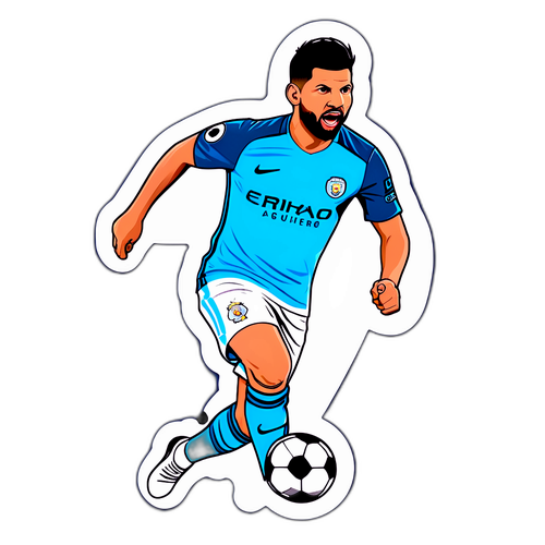 Autocollant de football avec Sergio Agüero et une citation inspirante sur le succès