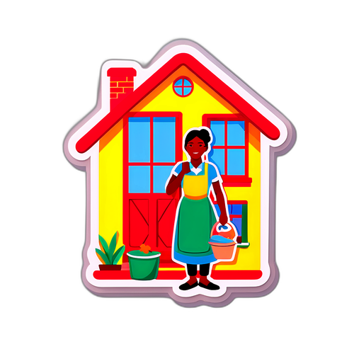 Diseño Colorido que Representa a Trabajadores Domésticos