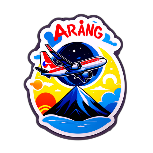 우정과 모험을 표현하는 아리랑 7 비행 스티커 디자인