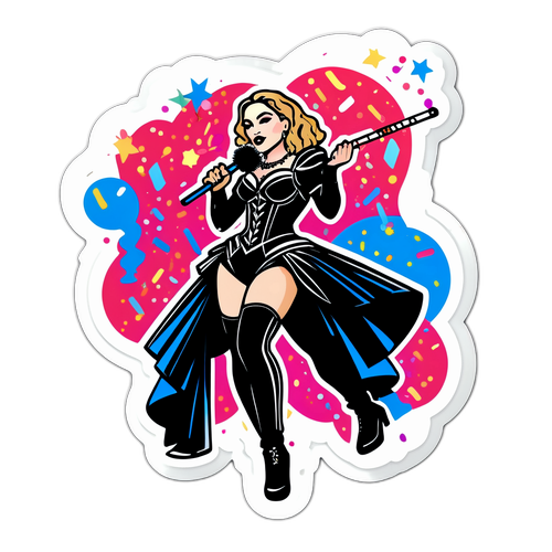 Madonna sur scène avec un pôle de danse