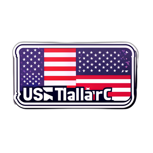 Sticker Bendera Amerika dengan Teks "US Tariff"