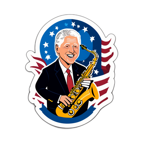 Малюнок веселого Біла Кліна з саксофоном