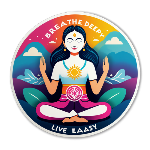 Sticker de meditație colorat cu mesaj motivațional