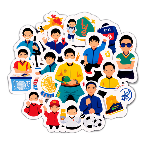 정태용의 다양한 활동을 상징하는 스티커