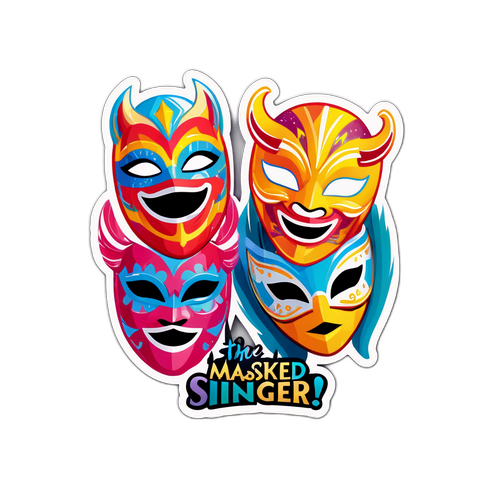 Дизайн наклейки с масками из шоу "The Masked Singer"