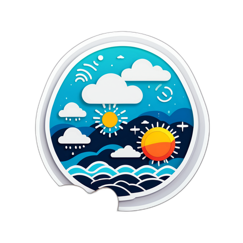 天氣雷達與地方特色結合的貼紙設計
