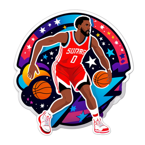 Design de sticker d'un joueur de basketball en action