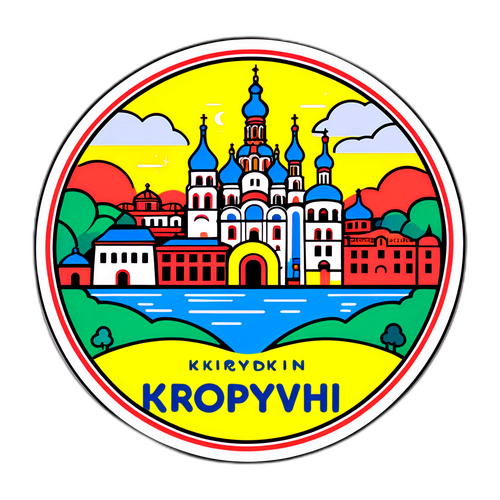 Стильна наклейка з обрисами міста Кропивницький