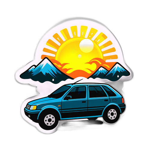 Автомобиль на фоне солнца и дождливого пейзажа Ангарска