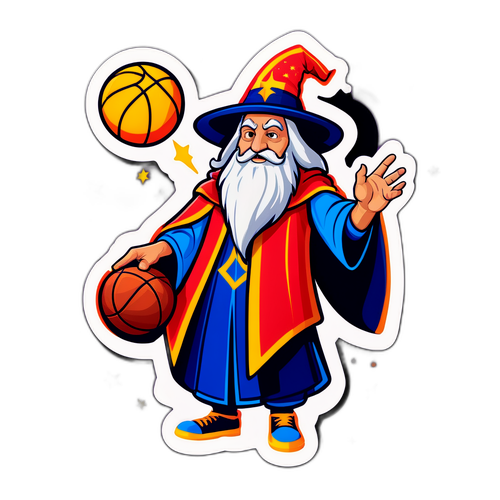 Whimsical Wizard Basketball Sticker