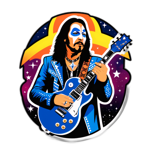 Rock-temat klistermärke med Ace Frehley