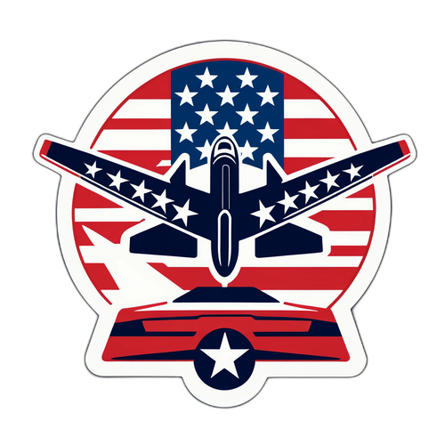 Top Gun logó repülőgépekkel és amerikai zászlóval