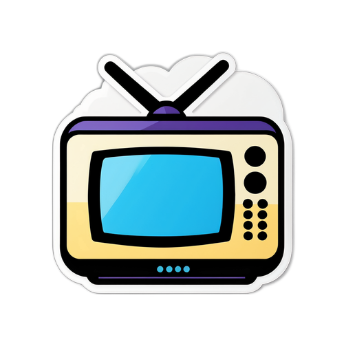 Un sticker cu un TV inteligent, simbolizând era modernă a divertismentului online